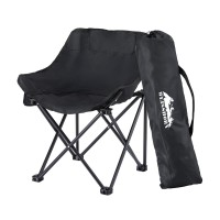 Weisshorn Black Folding Camping Moon Chair, 120kg Capacity, Durable 600D Oxford Fabric, Portable with Drink Holder