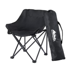 Weisshorn Black Folding Camping Moon Chair, 120kg Capacity, Durable 600D Oxford Fabric, Portable with Drink Holder Weisshorn Black Folding Camping Moon Chair, 120kg Capacity, Durable 600D Oxford Fabric, Portable with Drink Holder