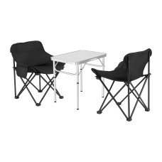 Weisshorn 3pc Camping Set Folding Aluminium Table 60x45cm with 2 Steel Frame Chairs 600D Fabric Carry Bags