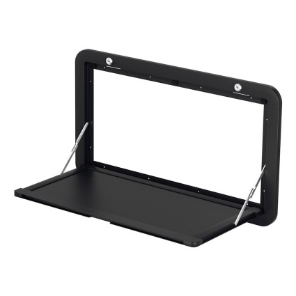 Weisshorn 800x450mm Folding Caravan Table - Black, Aluminium Frame, Lockable, Scratch & Water Resistant