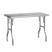 Cefito Foldable Stainless Steel Kitchen Work Bench, 430 Grade, 122x61x89cm, Adjustable Feet, Heavy Duty, 220lbs Capacity
