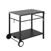 Weisshorn Outdoor BBQ Prep Cart Stainless Steel Top Mobile Kitchen Trolley Heavy Duty Wheels Tank Holder