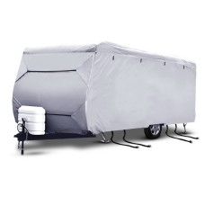 Weisshorn 14-16ft Caravan Cover - 4 Layer UV & Water Resistant, Heavy Duty Polypropylene, Easy Access Zips, Grey