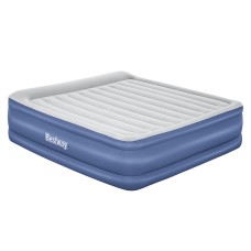 Bestway King Size Air Mattress - 56cm Inflatable Bed, Flocked Surface, Built-in Pump & Pillow, Easy Set-Up, Blue
