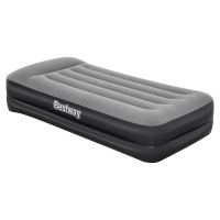 Bestway Single Air Mattress 46cm, Inflatable Bed, Black, Tritech Construction, Built-In Pump, Indoor/Outdoor Use