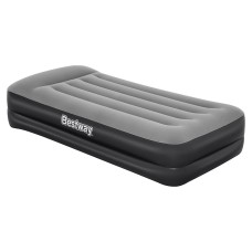 Bestway Single Air Mattress 46cm, Inflatable Bed, Black, Tritech Construction, Built-In Pump, Indoor/Outdoor Use