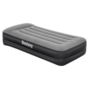 Bestway Single Air Mattress 46cm, Inflatable Bed, Black, Tritech Construction, Built-In Pump, Indoor/Outdoor Use