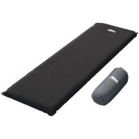 Weisshorn Self-Inflating Camping Mattress - 9.5cm Polyurethane Foam, Suede Surface, Black, 187x66cm, with Carry Bag