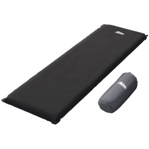 Weisshorn Self-Inflating Camping Mattress - 9.5cm Polyurethane Foam, Suede Surface, Black, 187x66cm, with Carry Bag