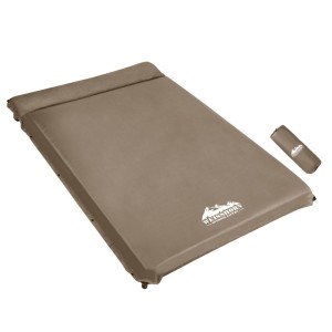 Weisshorn Double Self-Inflating Camping Mattress, 10cm Thick, Water-Resistant, Coffee Colour, 196x136cm with Carry Bag