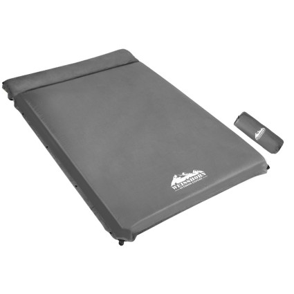 Weisshorn Double Self-Inflating Camping Mattress - 10cm Thick Polyurethane Foam, 196x136cm, Water-Resistant, Grey