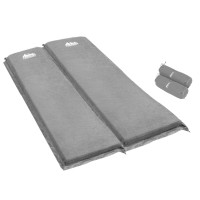 Weisshorn Double Self-Inflating Camping Mattress - 9.5cm Thick, Water-Resistant, Joinable, Grey, 187x132cm, w/ Carry