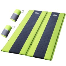 Weisshorn Double Self-Inflating Camping Mattress - 2.5cm Thick Foam, Water-Resistant, Joinable, 190x128cm, Green
