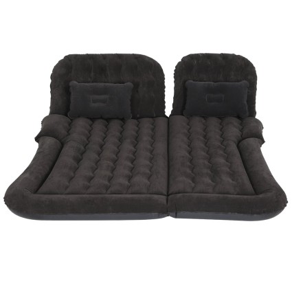 Weisshorn 175x130 Inflatable Car Mattress for SUV – Black, PVC, Soft Flocked Surface, Includes Air Pump & 2 Pillows