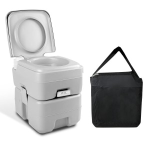 Weisshorn 20L Grey Portable Camping Toilet - High Density, 50 Flushes, Freshwater, Detachable Tank, Carry Bag Included