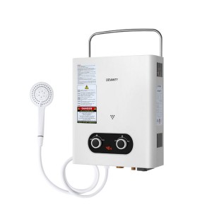 Devanti Portable Gas Water Heater - White Outdoor Camping Shower with LED Display, 60°C Max Temp, Lightweight & Safe