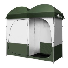 Weisshorn Double Camping Shower Toilet Tent - Portable 2-4 Person Change Room with Steel Poles, 224x114x212CM, Green Weisshorn Double Camping Shower Toilet Tent - Portable 2-4 Person Change Room with Steel Poles, 224x114x212CM, Green