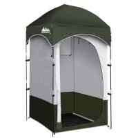 Weisshorn Portable Camping Shower Tent, 190T Polyester, 120x120x215cm, Fibreglass Poles, Extra Headroom, Green