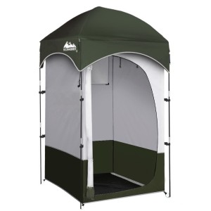 Weisshorn Portable Camping Shower Tent, 190T Polyester, 120x120x215cm, Fibreglass Poles, Extra Headroom, Green