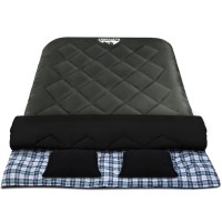 Weisshorn Double Sleeping Bag with Pillow, Thermal Ripstop, Converts to Singles, Grey, -10°C to 15°C, 220x150cm