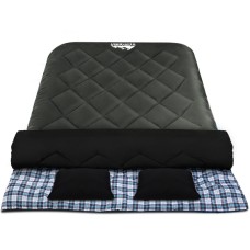 Weisshorn Double Sleeping Bag with Pillow, Thermal Ripstop, Converts to Singles, Grey, -10°C to 15°C, 220x150cm