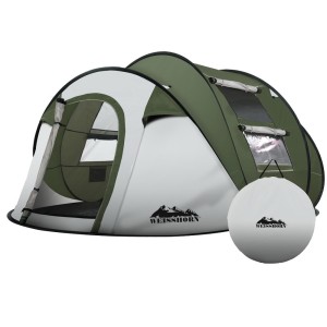 Weisshorn 5-Person Instant Up Camping Tent - Quick Pop-Up, Heavy-Duty 190T Polyester, UV & Water-Resistant, Green Dome
