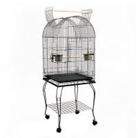 i.Pet 150cm Large Bird Cage with Dome Roof, Wrought Iron, Stainless Steel Feeders, Perches, and Easy-Clean Tray
