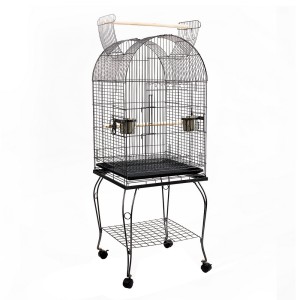 i.Pet 150cm Large Bird Cage with Dome Roof, Wrought Iron, Stainless Steel Feeders, Perches, and Easy-Clean Tray