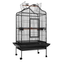 i.Pet 168cm Large Bird Cage - Heavy-Duty Wrought Iron Aviary with Open Roof, Perches, Seed Skirts & Wheels