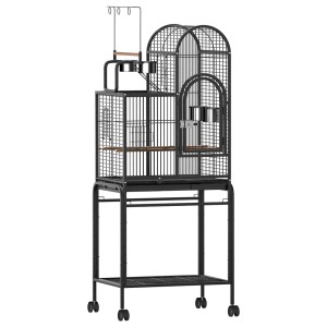 i.Pet 153cm Large Bird Cage Aviary with Ladder, Toy Hanger & Castor Wheels - Wrought Iron, Easy Clean & Access