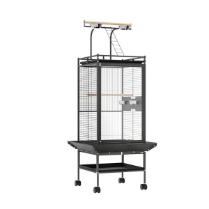 i.Pet Large Bird Cage 155cm - Wrought Iron, Non-Toxic Finish, Play Area, Secure Door, Castor Wheels, Easy Assembly