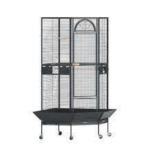 i.Pet Large Corner Bird Cage - Wrought Iron, Easy Clean, Mobile Stand, Budgie/Parrot Aviary, Black, 76x76x161cm