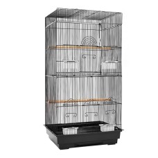 i.Pet 88cm Large Wrought Iron Bird Cage - Black Aviary with Perches, Feeders, Removable Tray, for Small to Medium Birds