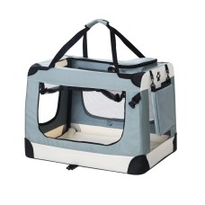 i.Pet Portable Pet Carrier Soft Crate for Dogs & Cats, 70x52cm, Durable 600D Oxford, Foldable Design, Light Grey i.Pet Portable Pet Carrier Soft Crate for Dogs & Cats, 70x52cm, Durable 600D Oxford, Foldable Design, Light Grey