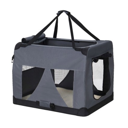 i.Pet XL Portable Foldable Pet Carrier, 82x58CM, Durable 600D Oxford, Mesh Windows, Easy-Clean, Dual Doors, Grey