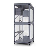 i.Pet 180cm Wooden Multi-Tier Cat House & Rabbit Hutch – Durable Fir Wood, Water-Resistant Roof, Indoor/Outdoor Use