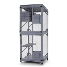 i.Pet 180cm Wooden Multi-Tier Cat House & Rabbit Hutch – Durable Fir Wood, Water-Resistant Roof, Indoor/Outdoor Use i.Pet 180cm Wooden Multi-Tier Cat House & Rabbit Hutch – Durable Fir Wood, Water-Resistant Roof, Indoor/Outdoor Use