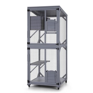 i.Pet 180cm Wooden Multi-Tier Cat House & Rabbit Hutch – Durable Fir Wood, Water-Resistant Roof, Indoor/Outdoor Use