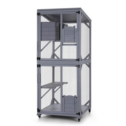 i.Pet 180cm Wooden Multi-Tier Cat House & Rabbit Hutch – Durable Fir Wood, Water-Resistant Roof, Indoor/Outdoor Use