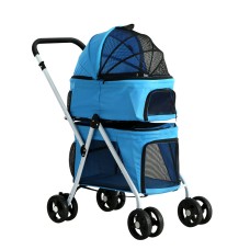 i.Pet 3-in-1 Large Pet Stroller & Carrier, Steel Frame, 600D Fabric, 4 Wheels, 25kg Capacity, Blue, Easy Fold Design i.Pet 3-in-1 Large Pet Stroller & Carrier, Steel Frame, 600D Fabric, 4 Wheels, 25kg Capacity, Blue, Easy Fold Design