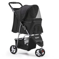 i.Pet Large Foldable Pet Stroller: 3-Wheel Travel Pram for Dogs & Cats, 600D Oxford Fabric, EVA Wheels, 15kg Capacity