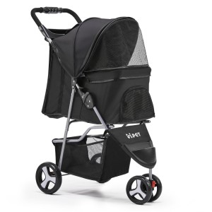 i.Pet Large Foldable Pet Stroller: 3-Wheel Travel Pram for Dogs & Cats, 600D Oxford Fabric, EVA Wheels, 15kg Capacity