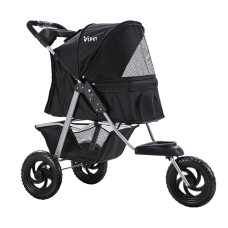 i.Pet Large Pet Stroller, Foldable 3-Wheel Pram for Dogs & Cats, Durable Steel Frame, 600D Fabric, 12" EVA Wheels, Black i.Pet Large Pet Stroller, Foldable 3-Wheel Pram for Dogs & Cats, Durable Steel Frame, 600D Fabric, 12" EVA Wheels, Black