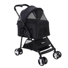i.Pet Stroller: Foldable 4-Wheel Pet Pram, Carrier & Car Seat, Steel Frame, 600D Oxford, Black, 84x48x99 i.Pet Stroller: Foldable 4-Wheel Pet Pram, Carrier & Car Seat, Steel Frame, 600D Oxford, Black, 84x48x99