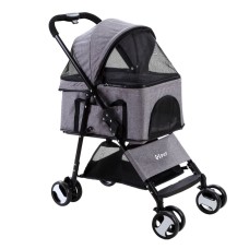i.Pet Foldable Pet Stroller & Carrier: 3-in-1, Steel Frame, 600D Oxford, 5.5'' EVA Wheels, Grey, 84 i.Pet Foldable Pet Stroller & Carrier: 3-in-1, Steel Frame, 600D Oxford, 5.5'' EVA Wheels, Grey, 84