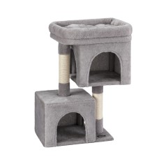 i.Pet 67cm Light Grey Cat Tree Tower with Scratching Post, Plush Velvet Cover & Natural Sisal for Ultimate Feline Fun