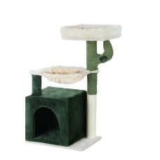 i.Pet Flory 78cm Cat Tree Tower - Green Plush Velvet, Sisal Scratching Posts, Wooden Condo with Hammock & Activity Ball