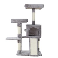i.Pet Cassey Cat Tree 103cm - Grey Velvet Condo with Sisal Scratching Posts, Activity Ball, Ladder & Multi-Level Fun