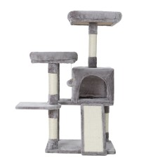i.Pet Cassey Cat Tree 103cm - Grey Velvet Condo with Sisal Scratching Posts, Activity Ball, Ladder & Multi-Level Fun