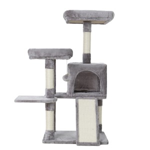 i.Pet Cassey Cat Tree 103cm - Grey Velvet Condo with Sisal Scratching Posts, Activity Ball, Ladder & Multi-Level Fun
